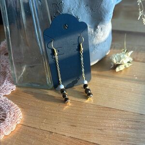 Tigers Eye and White Howlite Beaded Earrings